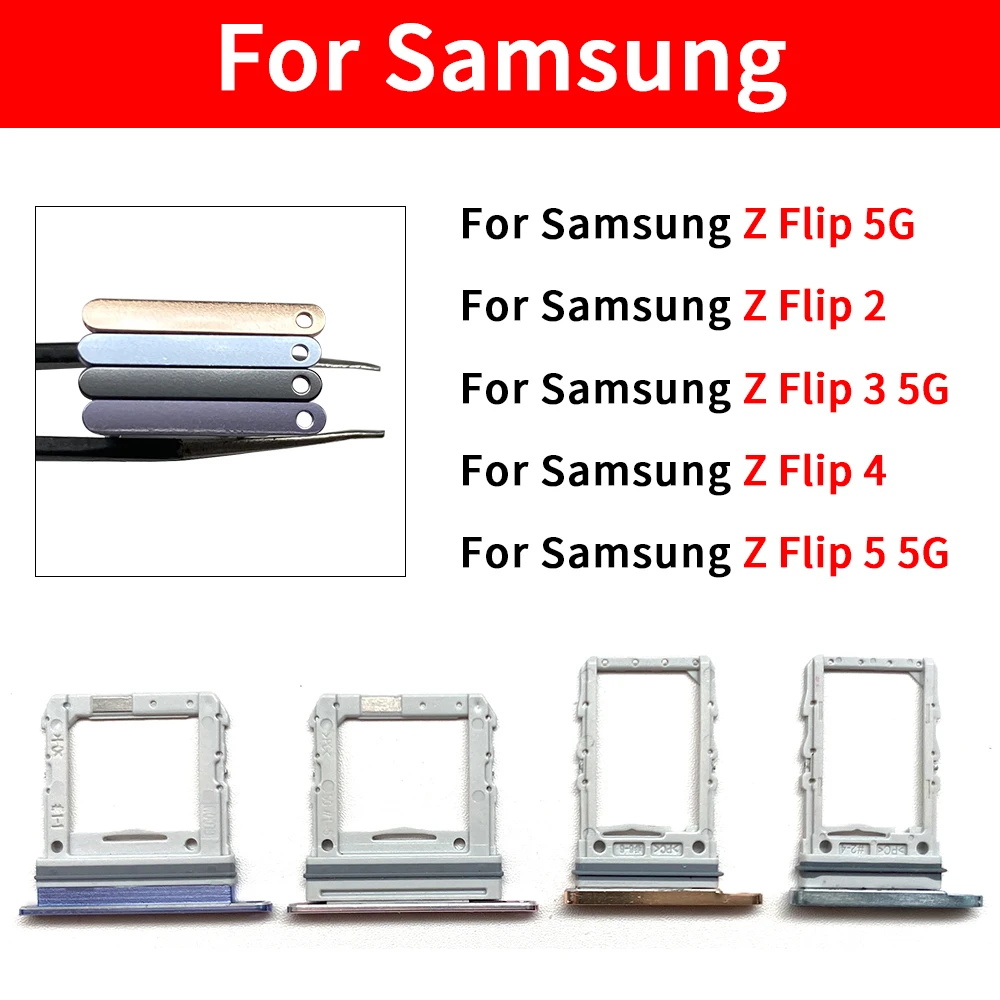 10 Pcs Sim Chip Card Tray Slot For Samsung Z Flip 2 3 4 5 5G Sim Card Slot Tray Holder Sim Card Reader Socket