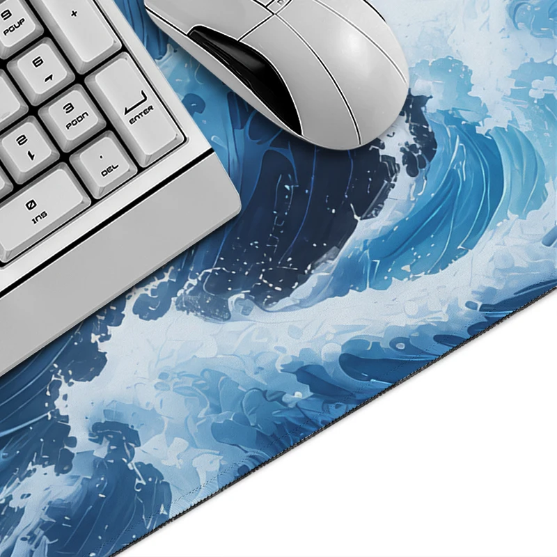 Mouse Pad Gaming Blue Ocean Waves Home Computer HD Mousepad XXL MousePads Natural Rubber Carpet Non-Slip Desktop Mouse Pad