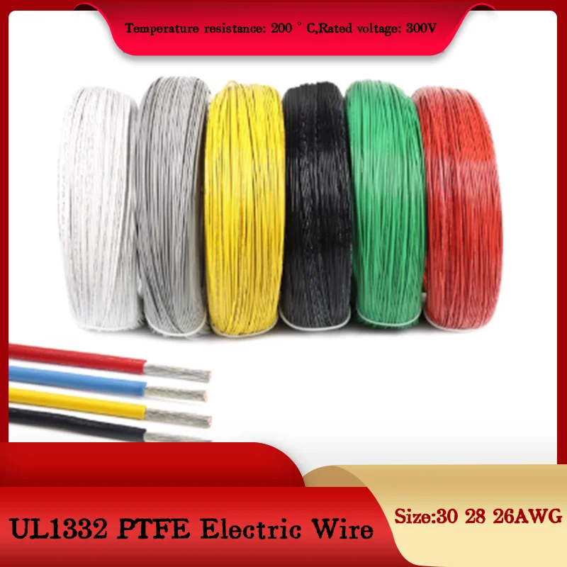 UL1332 Certified PTFE/FEP High-Temp Hook-Up Wire 30-26AWG Tinned Copper Acid & Oil Resistant for 3D Printer & Automotive