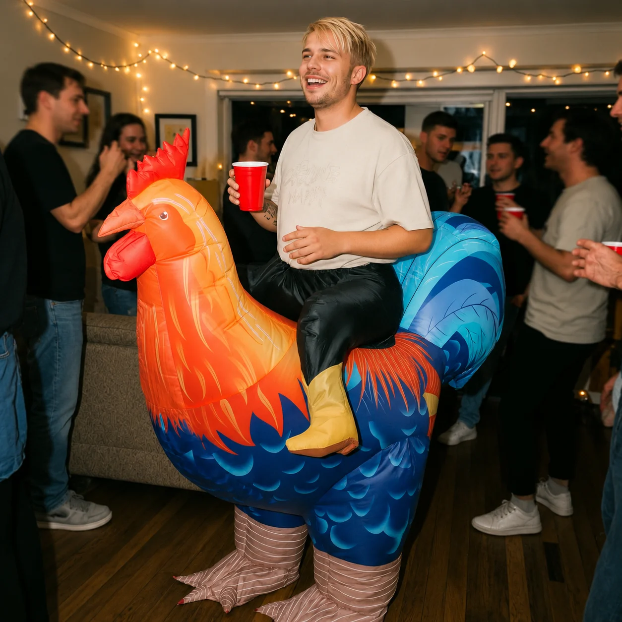Déguisement Gonflable Coq à Chevaucher Adulte – photo 2