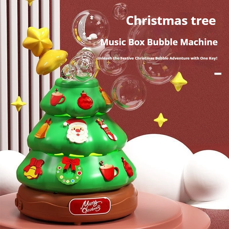 

New Christmas Tree Fully Automatic Bubble Machine Music Box Outdoor Party Toys for Boys Girls Christmas Gifts with Music Light