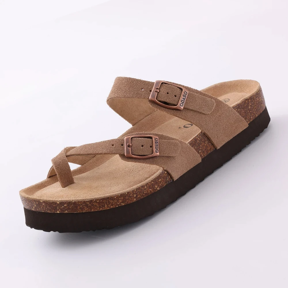 Asgard Fashion Women's Cork Flat Sandals Fashion Suede Clogs Mules Slippers Men's Outdoor Sandals With Arch Support Beach Slides