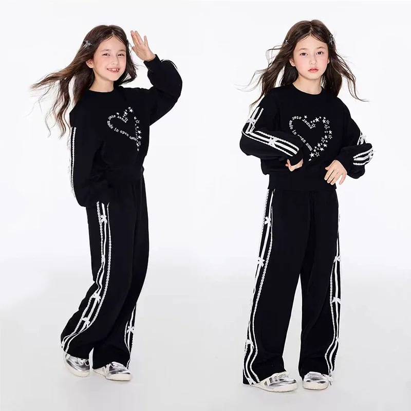 الفتيات ستار طباعة المحاصيل البلوز الشريط المشارب Sweatpant تجريب مجموعة أطفال المدارس 2 قطعة رياضية الأطفال عداء ببطء الزي 5-16 سنة