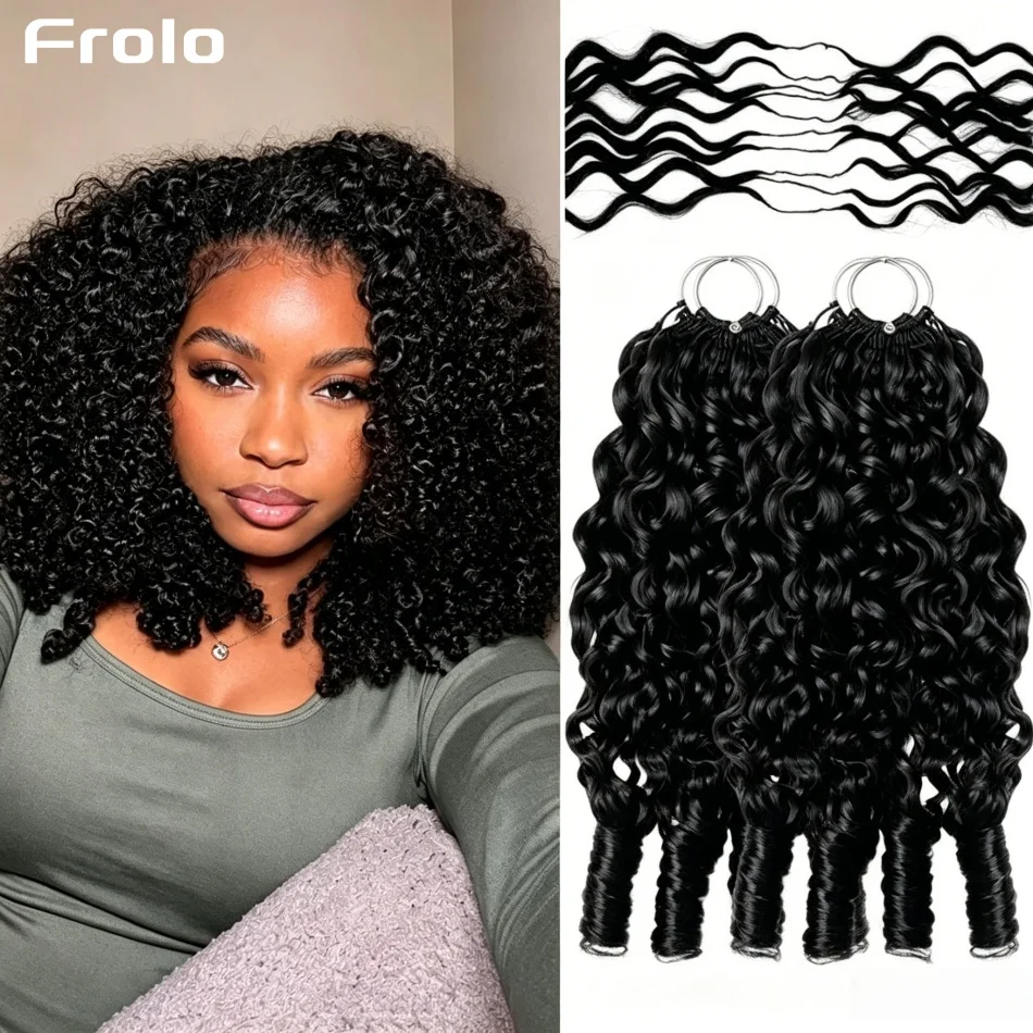 Burmese Curly Crochet Human Hair 30 Inch Knotless Pre-Separated Feather Human Hair Bundles Extensions Water Wave Braiding Hair For Women Natural Black
