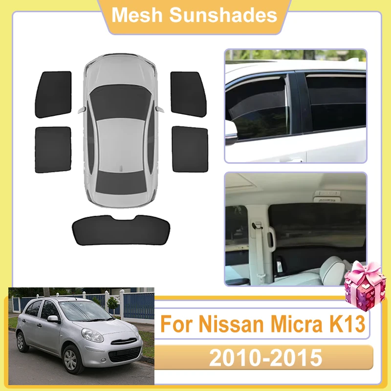 

For Nissan Micra K13 Accessories March 2010-2015 Car Window SunShade Net Cover Anti UV Visors Heat light Shield Sun Baffle Mesh