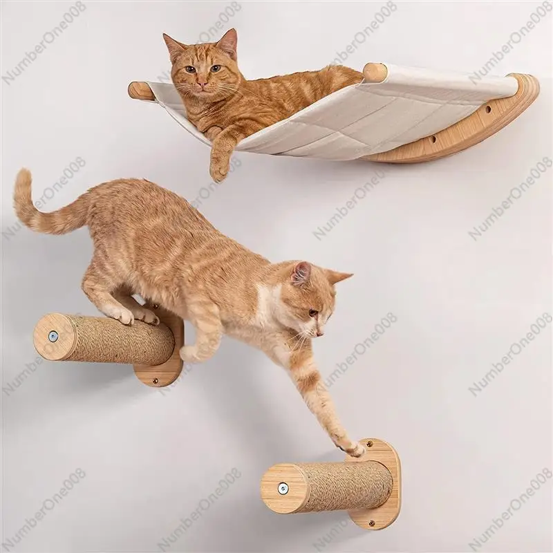 

Wall-mounted Cat Climbing Frame, Cat Hammock, Cat Perch, Claw-grinding Column