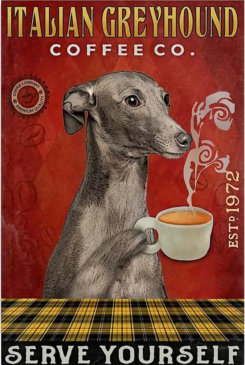 Metal Sign Coffee Company Italian Greyhound Vintage Funny Retro Aluminum Tin  for Home Farm Garden Bar Bathroom Kitchen