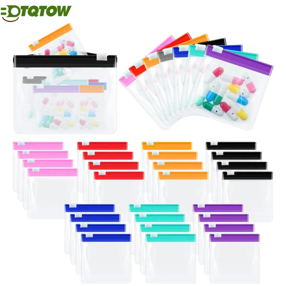 

1PCS 7/28Pcs Pill Pouch Set,7 Zip Pill Organizers,Large Reusable Travel Pill Container,Color-Coded Medicine Bags,Organize Pills