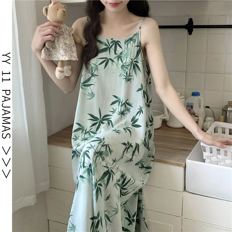 

Summer Long Cotton Silk Sleep Dress Women's Strapless Maternity Wearable Outerwear Large Size Artificial Cotton Nightgown