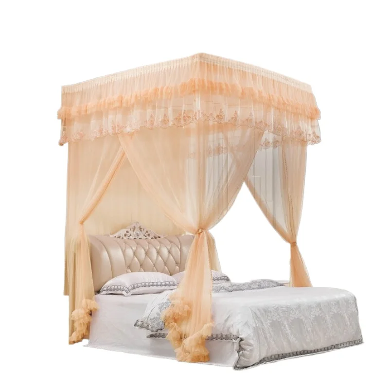 

Retractable folding 1.8m bed light luxury princess style, mosquito net