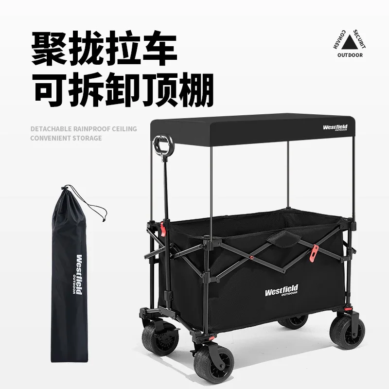 

Camping cart Outdoor camp trailer oversized collapsible trolley picnic camping trolley roof