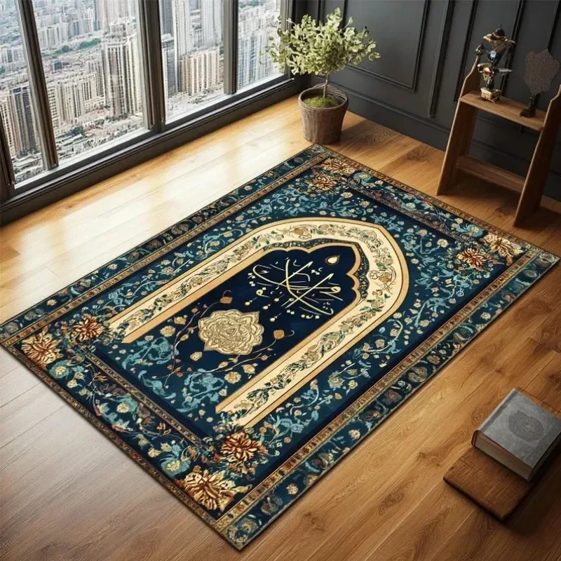 VIKAMA Upgraded Material Loop Pile Elegant Islamic Prayer Rug Exquisite Prayer Muslim Creative Gift Easy Storage Home Decor