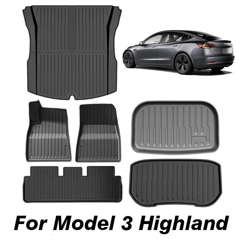 

For Tesla 2024 Highland Model 3 Whole TPE Floor Mats Waterproof Anti-Slip Mat Foot Pads Rear Trunk Mat Car Accessorie