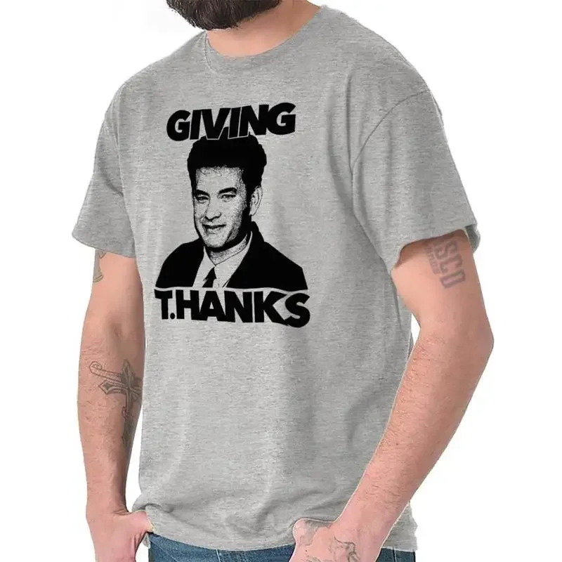 Giving Thanks Hanks Funny Thanksgiving Gift Adult Short Sleeve Crewneck Tee