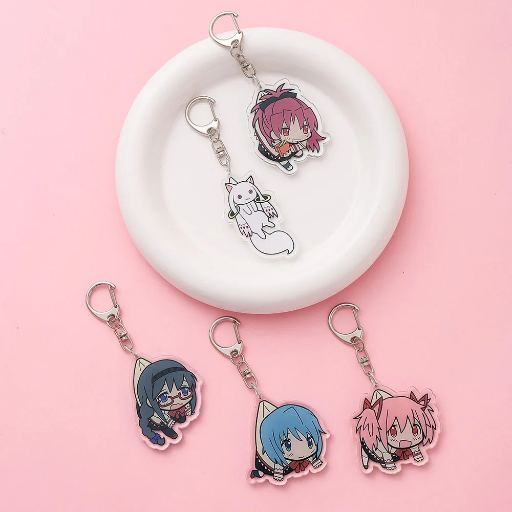 1/8Pcs Anime Figures Puella Magi Madoka Magica Acrylic Keychain Backpack Pendant Bag Charms Accessories Decoration Holiday Gifts