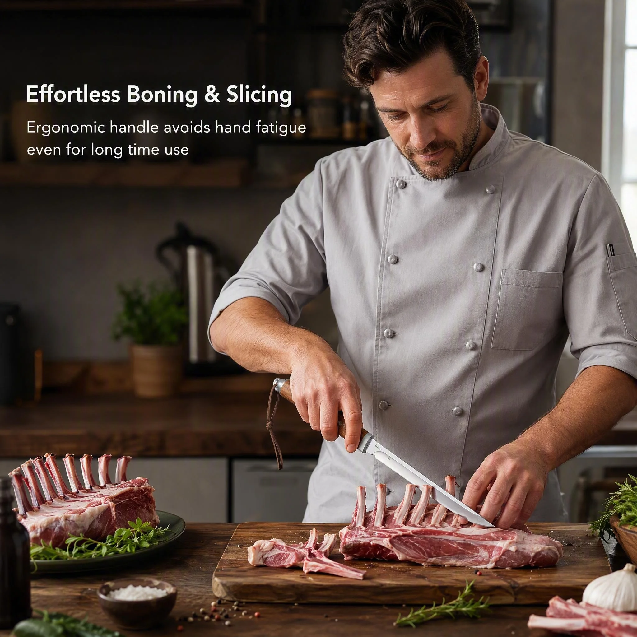 1/2/3-Piece Kitchen Knife Set with Solid Wood Handle M390 Steel Boning Knife, Multi-Functional Straight Knife, with Knife Sheath
