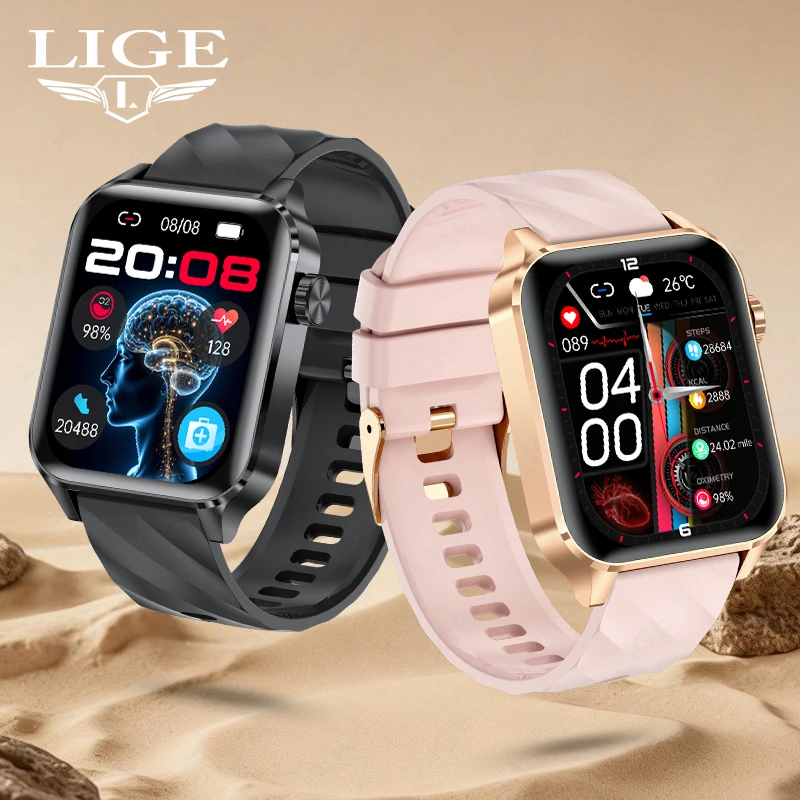 

Умные часы LIGE с полным сенсорным экраном, Bluetooth, функцией звонков, мониторингом спортивной активности и сна, женские часы, мужские умные часы для Android и IOS