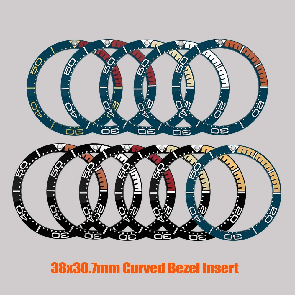 

38mm SKX Curved Ceramic Bezel Insert Fit for Sub SKX007 SRPD Seamaster 300 Watch Case Curved Bezel Ring Spare Parts For Watches