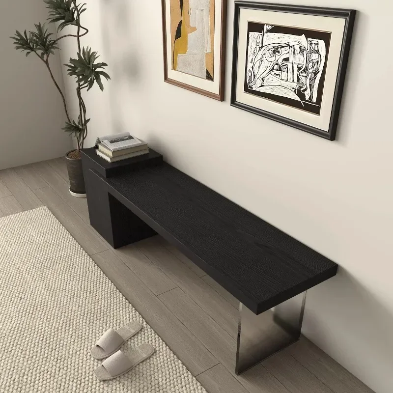 New Chinese acrylic solid wood bench, bedroom shoe change, log bed end living room bench, home use