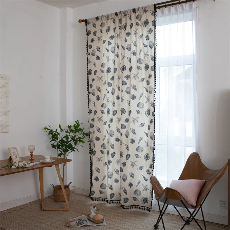 

Curtains for Living Room Bedroom Kitchen Home Decoration Nordic Style Semi Blackout Solid Color Printed Curtains