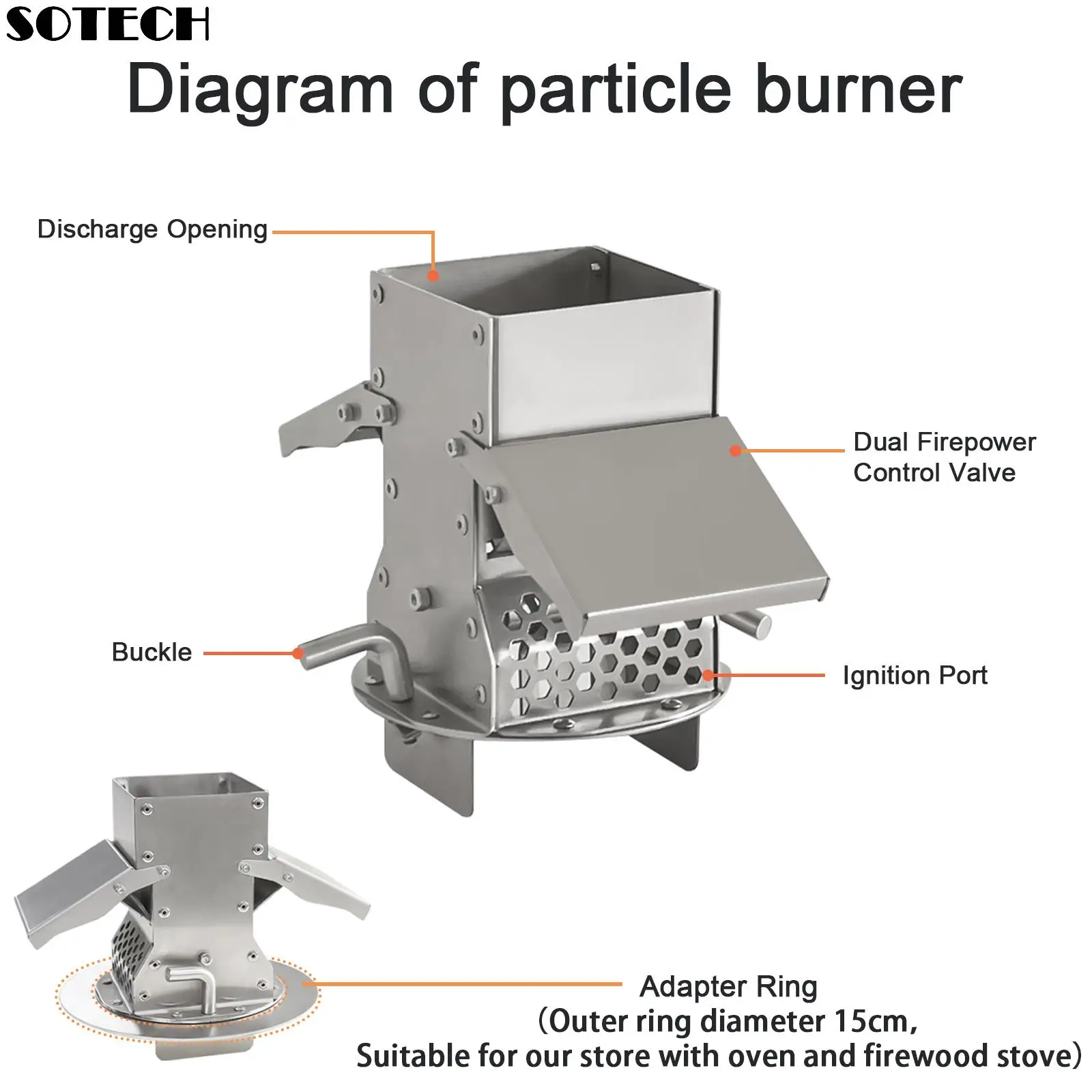 

Firewood Stove Outdoor Portable Stainless Steel Burner Desktop Heater with Collapsible Legs for Camping Hiking Barbecue Travel