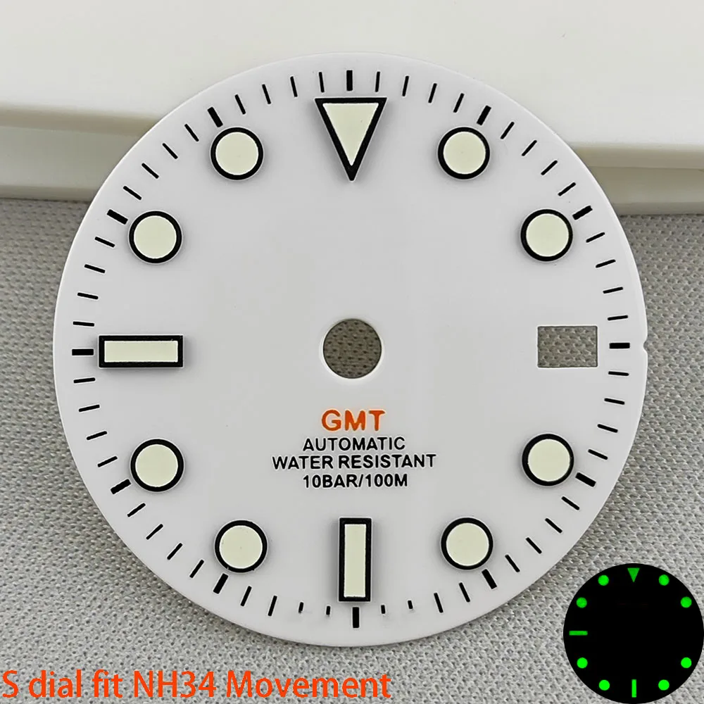 29mm NH34 dial Watch GMT dial S dial green luminous High Quality dial Suitable for NH34 movement watch accessories Watch repair