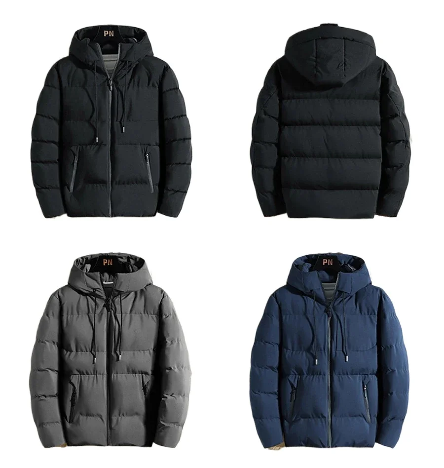 

Зимняя мужская куртка, осенняя теплая модная утолщенная хлопковая стеганая куртка, повседневные пальто с капюшоном, мужская ветрозащитная однотонная верхняя одежда больших размеров