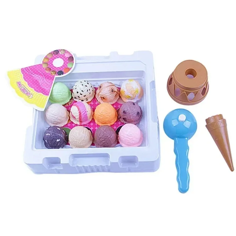 Juego de simulación de juguete de cocina de plástico para niños, divertido juego de equilibrio de torre de helado DIY, comida de postre para bebé, juguetes para jugar a las casitas, regalo para niños