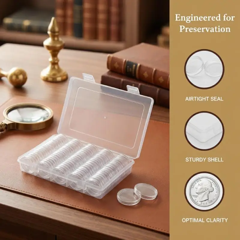 Transparent Coin Protector Case 100Pcs Waterproof 27 30mm Compatible for Commemorative Coin Collection Travel Use