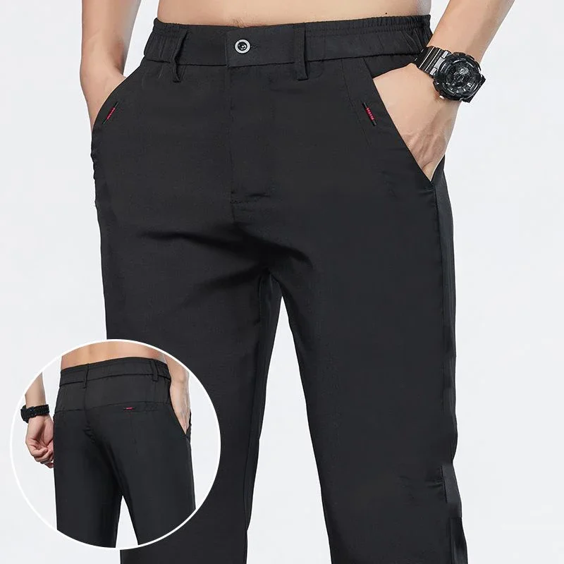 

Мужские эластичные повседневные брюки Мужские классические деловые прямые узкие брюки с тонкой эластичной резинкой на талии