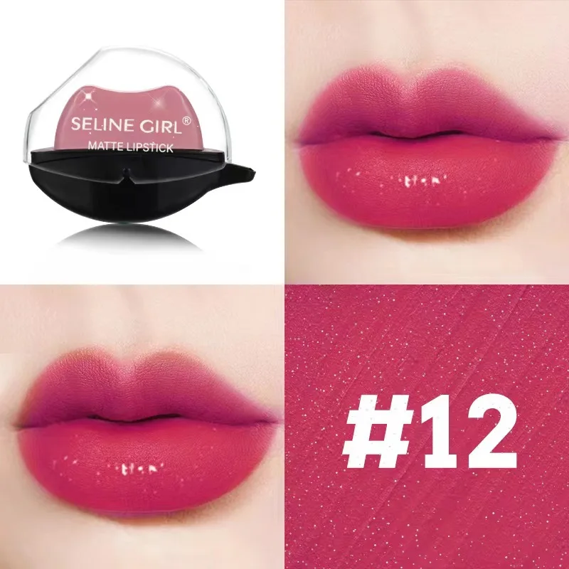 New Fashion Lip-shaped Lipstick Lazy Lipstick Long- Lasting Make Up Velvet Matte Waterproof Non-stick Cup Lip Tint Female Makeup