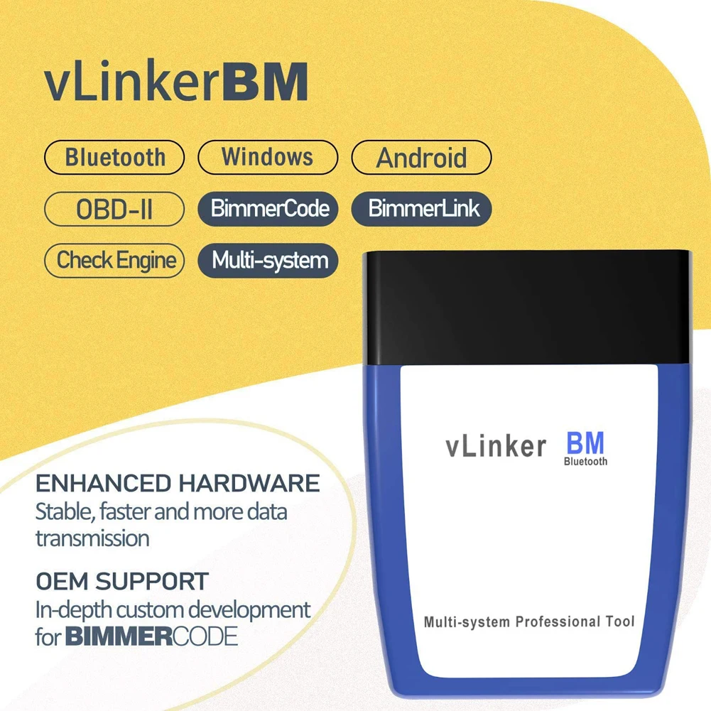 Picture 4: Vgate vLinker BM+ELM327 For BMW Scanner Bluetooth 4.0/3.0 OBD2 Car Diagnostic Auto Scan Tool Bimmercode ELM 327 V2.2 Code Reader