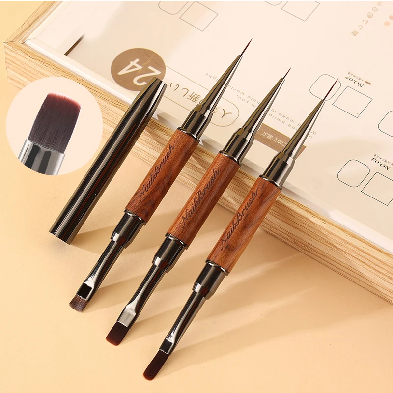 3pcs/Set Double-Ended Nail Art Brushes Thin Liner Detail Brush Glue UV Gel Dual Drawing Pen Soft Brush Professional Nail Tools