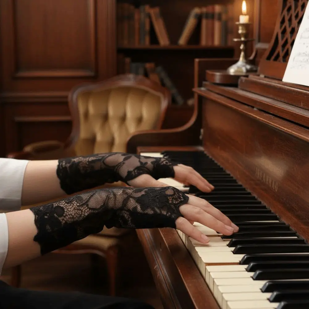 

Костюмные тонкие кружевные перчатки без пальцев 10/15/18/21 см, дышащие женские солнцезащитные перчатки, готические модные перчатки для вождения для женщин