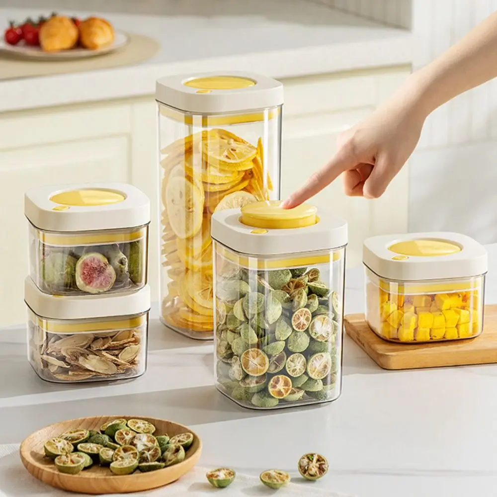 

380/1100/1800ml Vacuum Food Storage Box Press-type Fresh-Keeping Vacuum Sealed Tank Manual Moisture-proof Grains Cans Candy