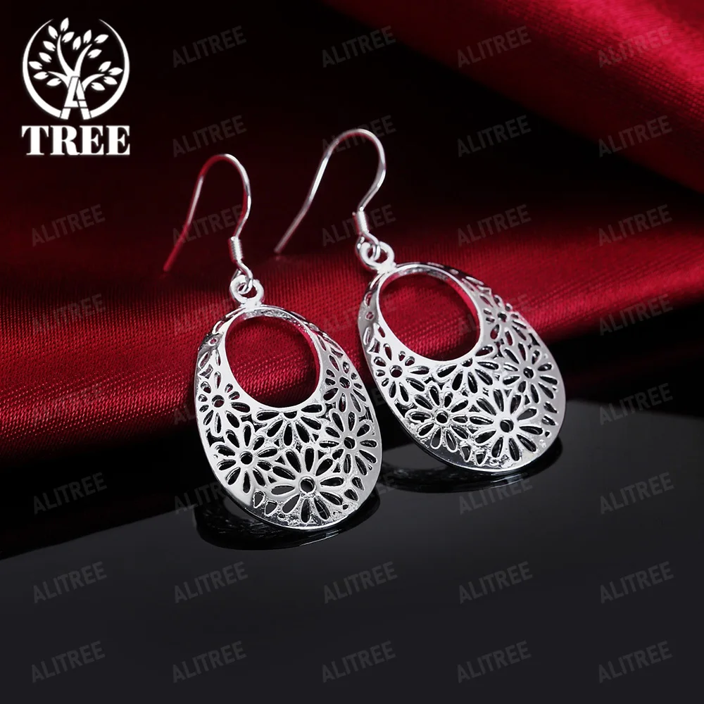 

Hot 925 Sterling Silver Carved oval Earrings for Women Retro classic Jewelry fashion party wedding Holiday gifts