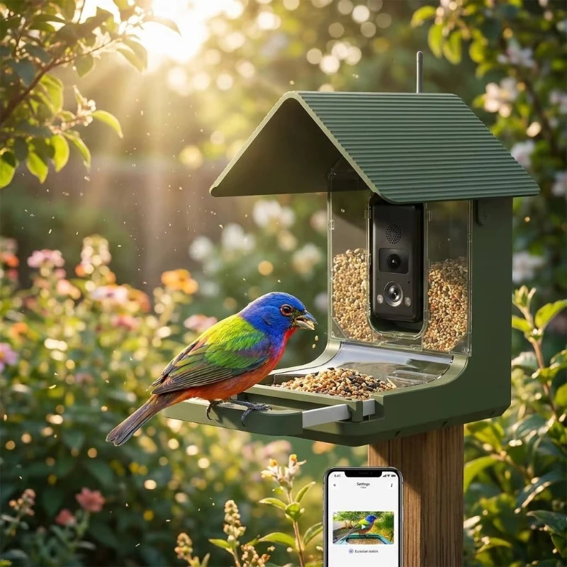 High definition bird feeder camera 10,000 kinds of bird cameras, full color night vision IP66 waterproof, dual battery