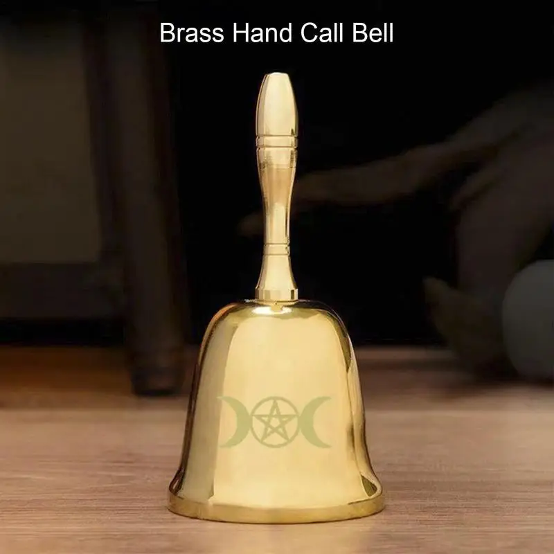 Mini Prayer Bell Gold Handle Handbells Ringing Bell for Meditation Prayer Pet Feeding Home Decoration Class Beginning Church