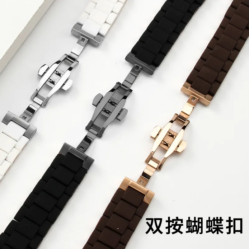 Correa de reloj para Emporio Armani AR5890 5891 5906 5905, pulsera de silicona con eslabones de acero inoxidable sólido, correa de 20mm y 23mm para hombre y mujer