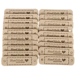 20pcs PU Leather Labels Tags For Handmade DIY Hats Bags Hand Made With Love Label For Clothes Sewing Tags Garment Accessories