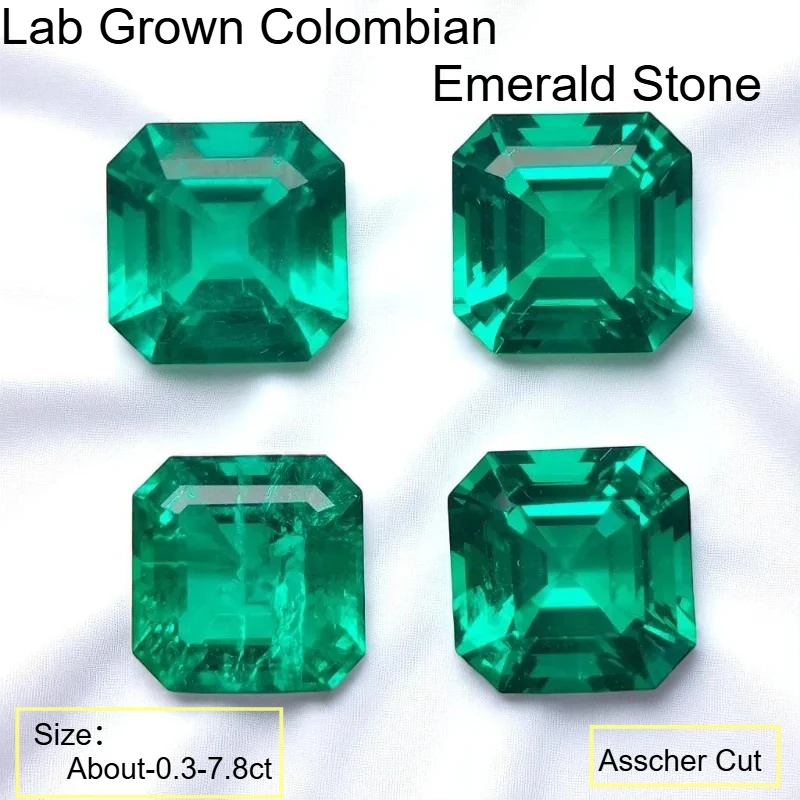 

M-Lab Grown Colombian Emerald Stone Hydrothermal Hand-cutting Asscher Cut Synthetic Emerald Stone With Certificate