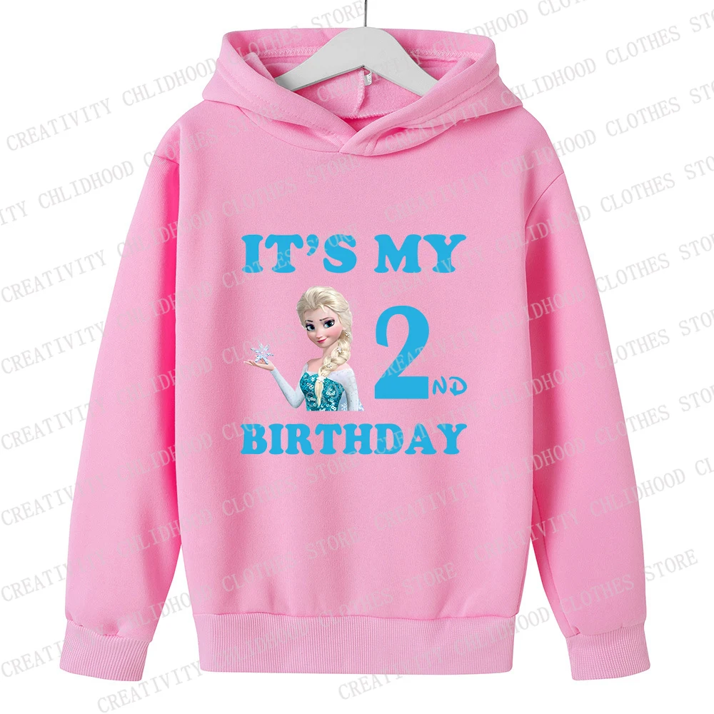 Frozen Elsa Children Hoodies Number 123456789 Sweatshirt Disney Kawaii Pullover Anime Cartoons Casual Clothes Girl Boy Kid Tops