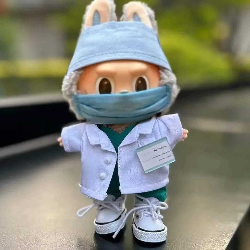Vêtements de médecin Labubu de 17cm, accessoires de poupée de génération V1/V2/V3, vêtements d'infirmière, costume, vêtements de jeu de rôle mignons, jouets