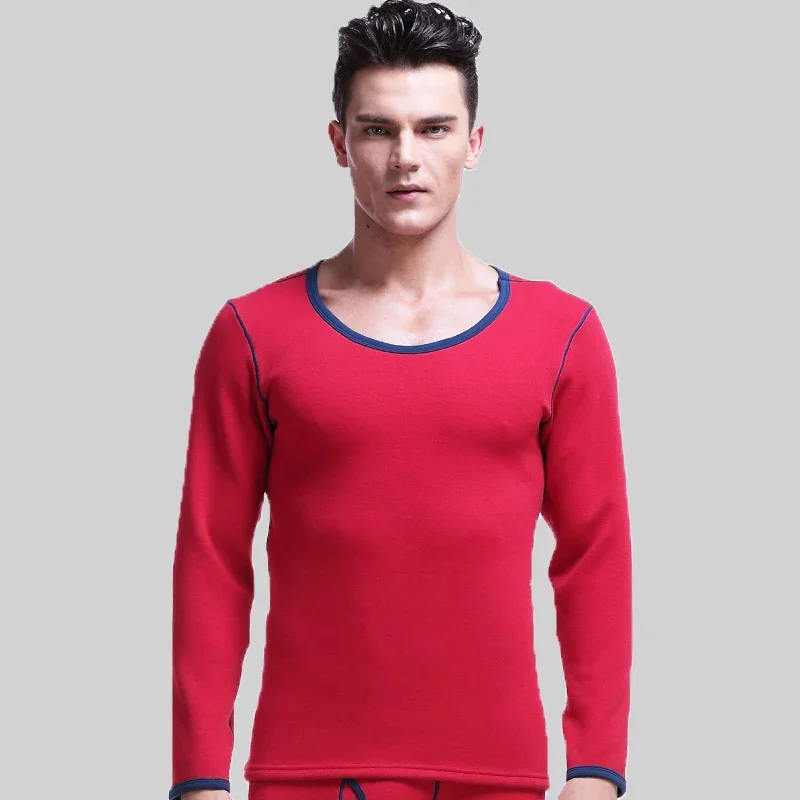 

Aoyuan element winter men's single top plus fleece thickened undercoat cold round neck slim warm underwear top