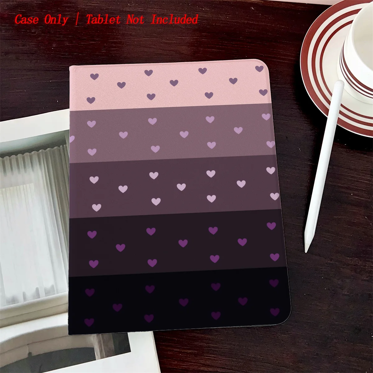 

Fresh & Simple Purple Heart Print iPad Case - Book Style with Pen Slot, Auto Sleep/Wake, Compatible with Pro/Air/Mini
