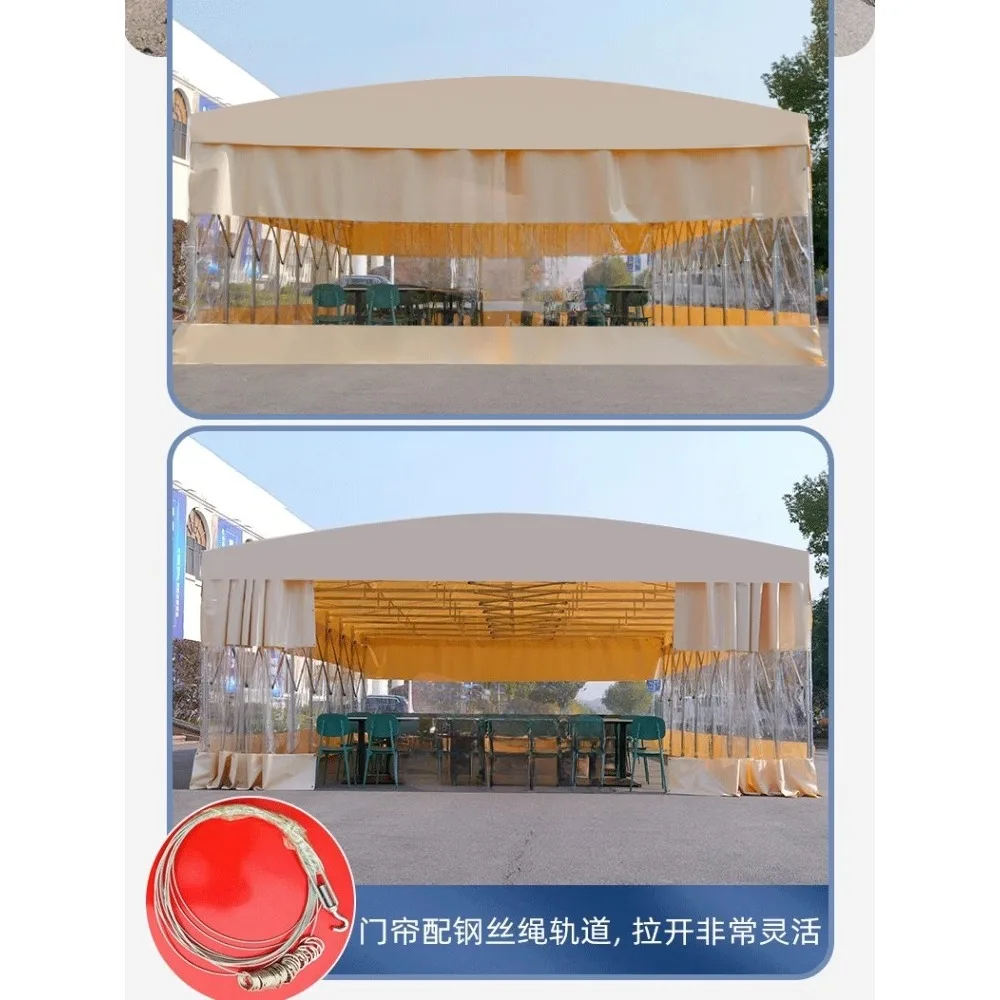Mobile push-pull canopy Outdoor large telescopic workshop Warehouse Rainproof canopy Parking tent Shrinking awning