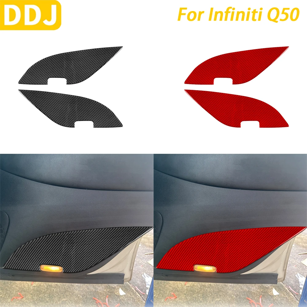 

For Infiniti Q50 2014 2015 2016 2017 2018 2019 2020 Car Accessories Carbon Fiber Rear Door Panel Trim Cover Interior Sticker