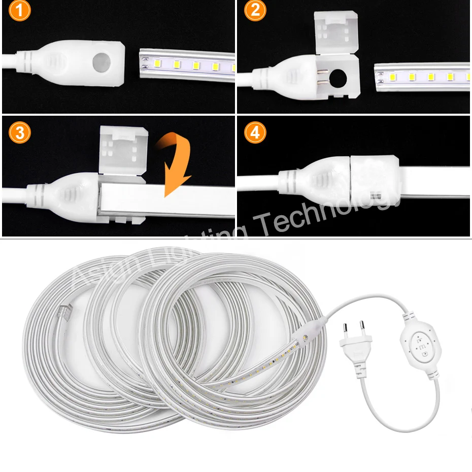 Tira de luces LED inteligente Tuya, cinta Flexible de 220V, resistente al agua, regulable, cálida/blanca, 2835SMD, Control remoto/Bluetooth/aplicación Wifi, Alexa