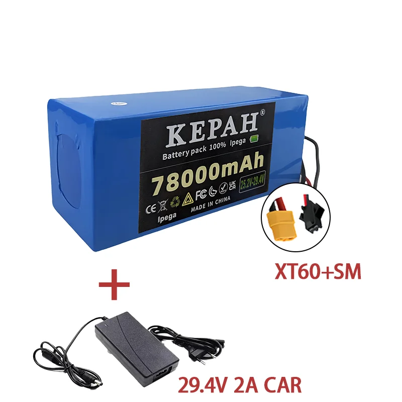 25.2v 78Ah18650 lithium battery 7S5P 78000mah1000w29.4V electric scooter power battery with battery pack