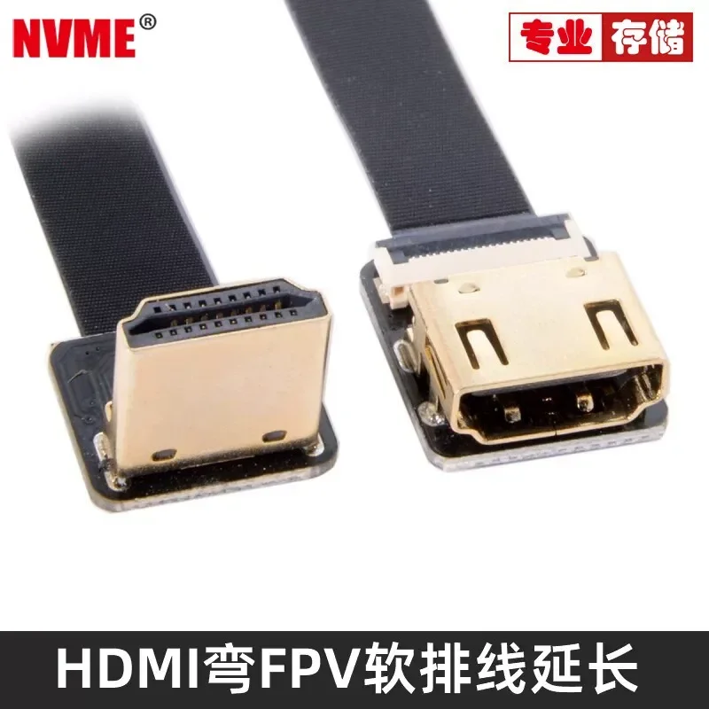 for CY Chenyang Aerial Photography FPV 90 Degree Upper Bend Male to Female HDMI to HDMI High Definition Cable Extension FPC